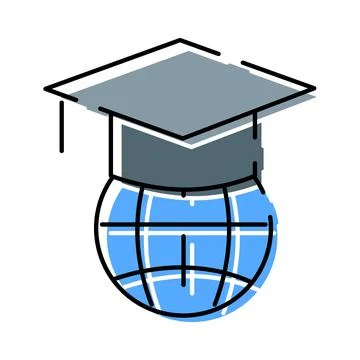 World globe wearing graduation cap representing global education Stock Illustration