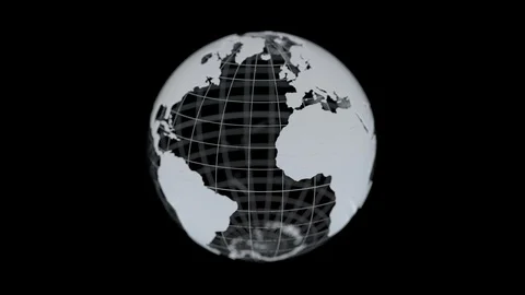 World globe white 3d animation on black background Stock Footage