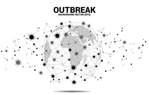 World Globe in wuhan virus shape and particle of Corona virus background. Con Stock Illustration