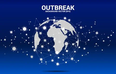 World Globe in wuhan virus shape and particle of Corona virus background. Con Stock Illustration