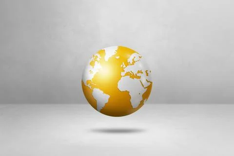 World globe, yellow earth map, isolated on white. Horizontal background Stock Illustration