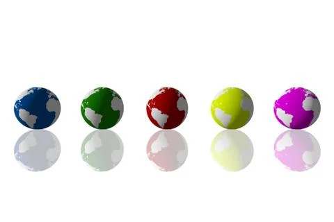 World globes of different colors Illustrazione stock