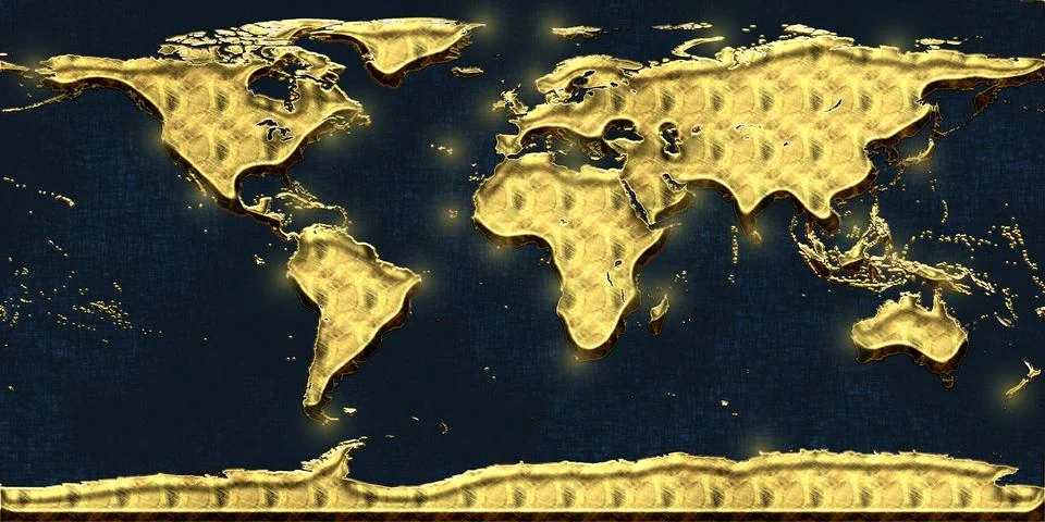 World gold map Stock Illustration