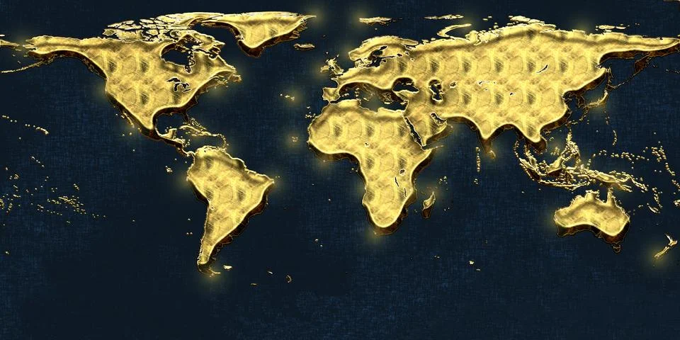 World gold map Stock Illustration