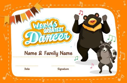 World greatest dancer certificate template Stock Illustration