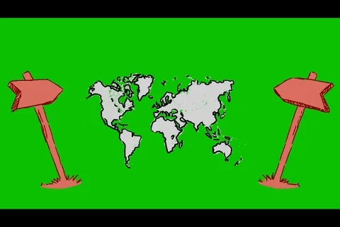 World - Hand-Drawn Animation - board pointing red Stock Footage 98008595