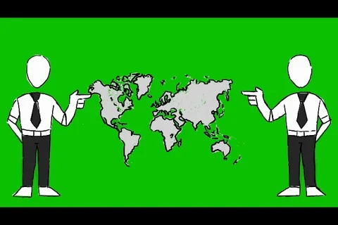 World - Hand-Drawn Animation - men pointing black Stock Footage 98008675