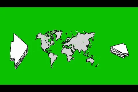 World - Hand-Drawn Animation - spinning arrows white Stock Footage 98008733