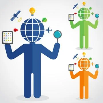 World head and technology Stock Illustration