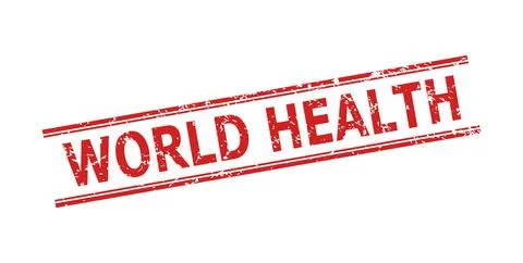 WORLD HEALTH Watermark with Unclean Surface and Double Parallel Lines Illustrazione stock
