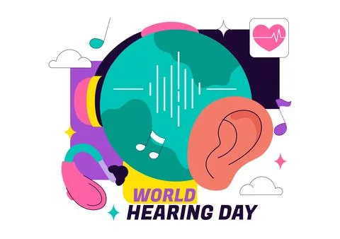 World Hearing Day Vector Illustration On March 3rd Promoting Deafness Preve.. Stock Illustration