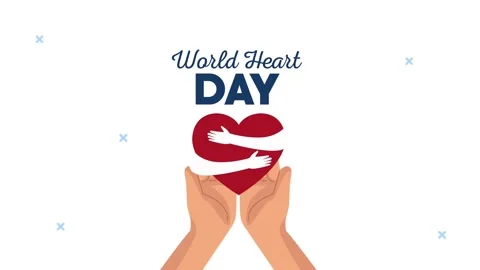World heart day animation with hands holding red heart symbol for medical a.. Stock-Footage 339045698