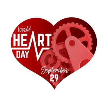 World Heart Day September 29th Illustration. Mechanism in a Heart Shape Stock Illustration