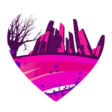 World In A Heart In Pink Stock Illustration