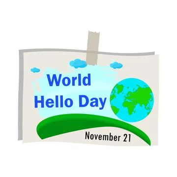 World hello day poster isolated on white background. Stock Illustration