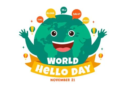 World Hello Day Vector Illustration on November 21 of Speech Bubbles with D.. Stock Illustration