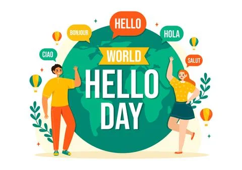 World Hello Day Vector Illustration on November 21 of Speech Bubbles with D.. Stock Illustration