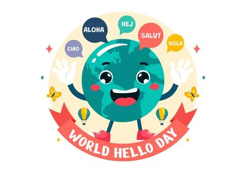 World Hello Day Vector Illustration on November 21 with Speech Bubbles Disp.. Stock Illustration