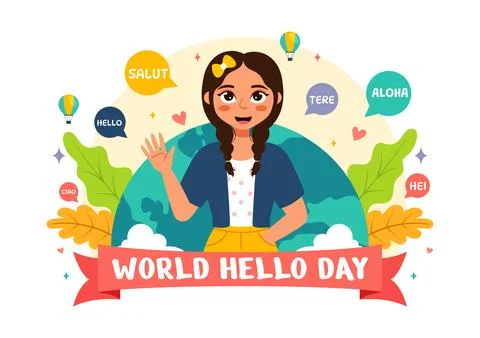 World Hello Day Vector Illustration on November 21 with Speech Bubbles Disp.. Stock Illustration