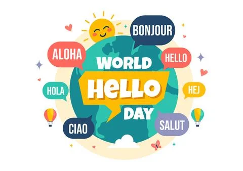 World Hello Day Vector Illustration on November 21 with Speech Bubbles Disp.. Stock Illustration