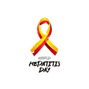 World Hepatitis Day. Vector yellow-red ribbon Stock Illustration