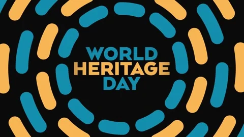 World Heritage Day loopable text animation on black bg for world heritage day Stock Footage 272590952