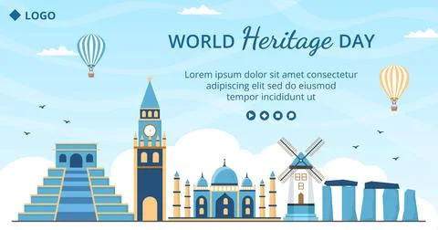 World Heritage Day Post Template Flat Design Illustration Editable of Square  Stock Illustration