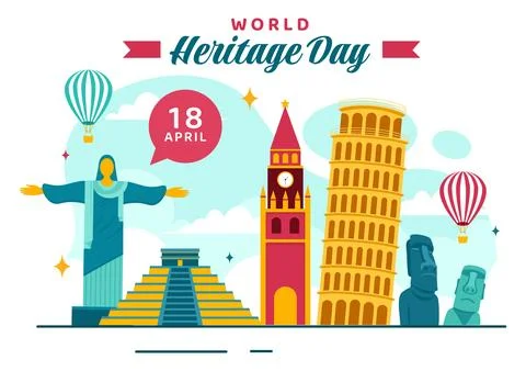 World Heritage Day Vector Illustration on 18 April for Commemorative Monume.. Stock Illustration