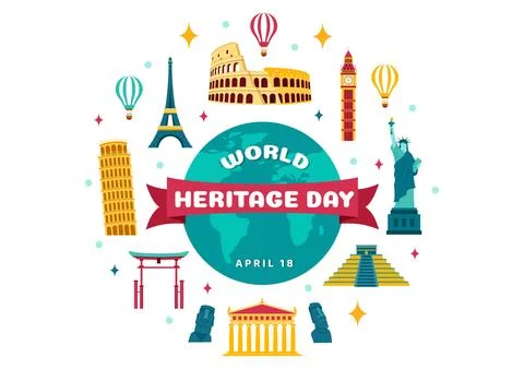 World Heritage Day Vector Illustration on 18 April for Commemorative Monume.. Stock Illustration