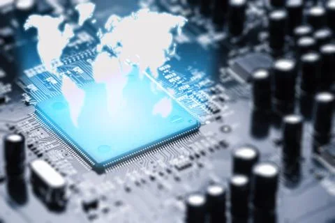 The world of high-tech electronic technology Stock Photos