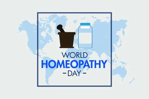 World Homeopathy day vector background design on global map Stock Illustration