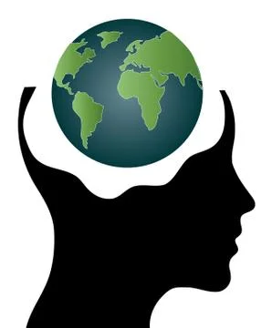 World of the human mind isolated over background Ilustração Stock