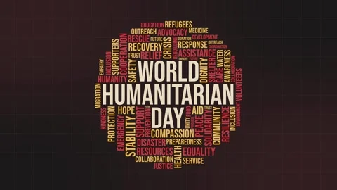 World Humanitarian Day Circular Typography Word Cloud Animation Concept Stock-Footage 341664891