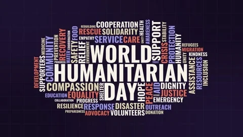 World Humanitarian Day Typography Word Cloud Motion Graphic Background Stock Footage 341664898