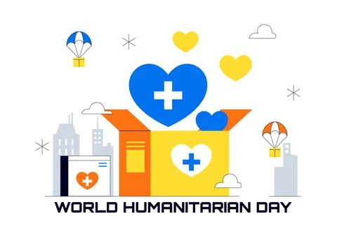 World Humanitarian Day Vector Illustration Featuring Global Aid, Charity Su.. Stock Illustration