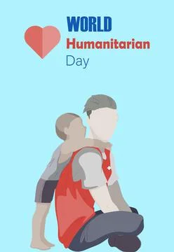 World Humanitarian Day. Vector illustrations volunteer helping a child. Stock Illustration