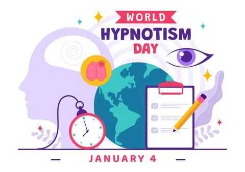 World Hypnotism Day Vector Illustration on 4 January with Black and White S.. Stock Illustration