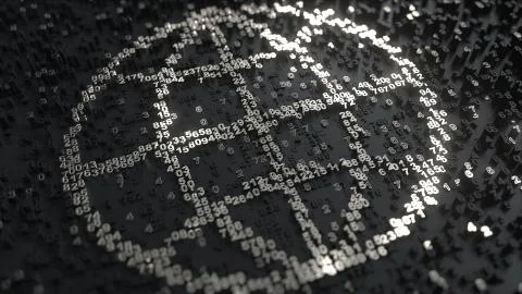 World icon made of silver numbers. 3D rendering Stock Illustration