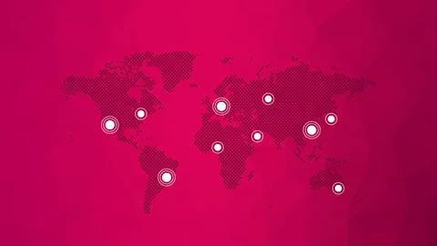 World icon with map pointers on triangle pattern. Polygonal vector background Illustrazione stock