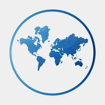 The World icon. Polygonal map in gradient ring. Round low poly The World si.. 스톡 일러스트