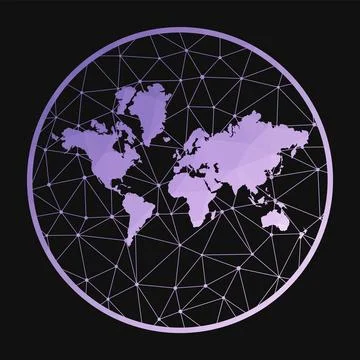 The World icon. Vector polygonal map. The globe icon in geometric style. Th.. Illustrazione stock