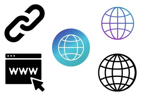 World icon vector. Simple line globe icon vector set. Earth silhouette vector Stock Illustration