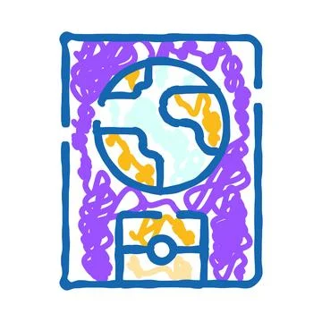 World identification document doodle global travel concept Stock Illustration