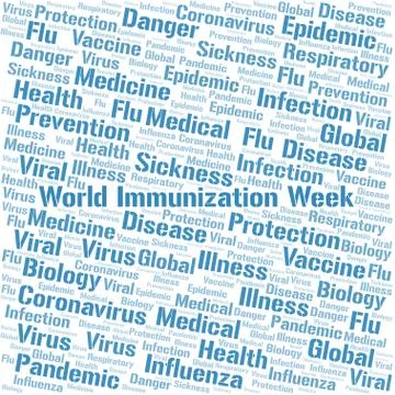 World Immunization Week word cloud on white background. Stock Illustration