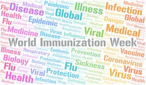 World Immunization Week word cloud on white background. Stock Illustration