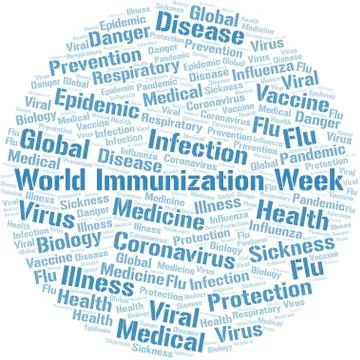 World Immunization Week word cloud on white background. Stock Illustration