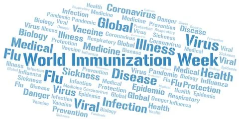 World Immunization Week word cloud on white background. Stock Illustration