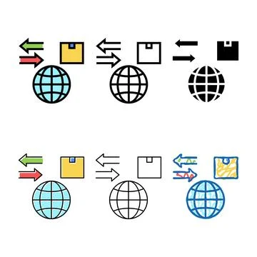 World import and export color multistyle icon vector Stock Illustration