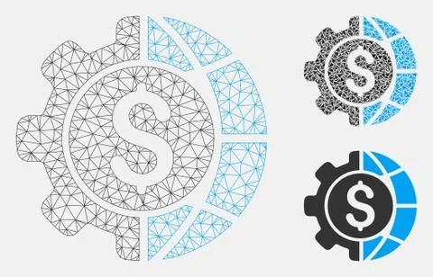 World Industry Finances Vector Mesh Network Model and Triangle Mosaic Icon Stock Illustration