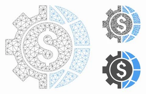 World Industry Finances Vector Mesh Network Model and Triangle Mosaic Icon Stock Illustration